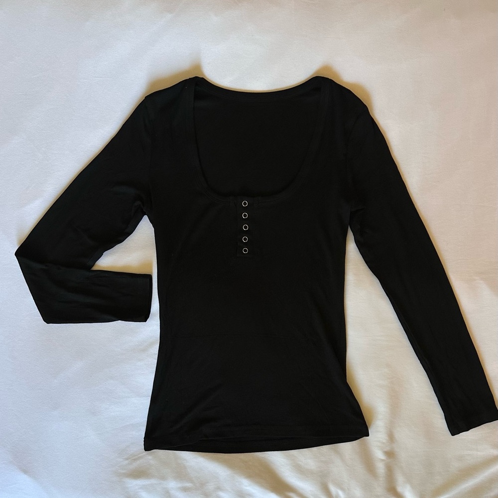 Quarter button long sleeve shirt